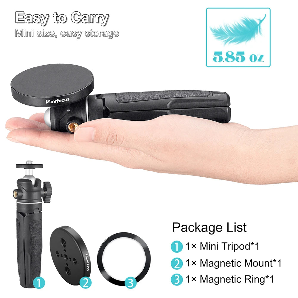 Magnetic Smartphone Tripod for MagSafe, Mini Extendable Selfie Stick 360° Ball Head Tripod Stand Handle Grip for iPhone 14 13 12