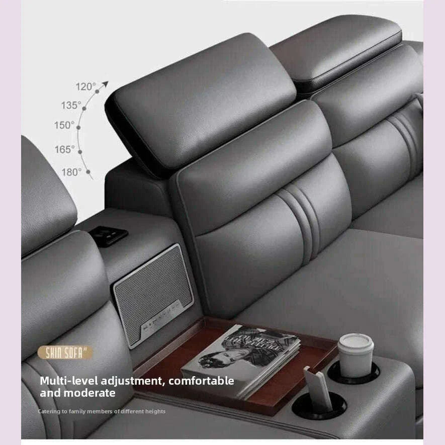 Large Apartment Chaise Leather Sofa Combination Set Modern Light Luxury Living Room Sofas Creative Office Comfortable Large Sofa