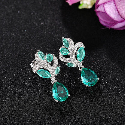 Huitan Gorgeous Green CZ Dangle Earrings for Women New Trendy Wedding Engagement Female Earrings Elegant Accessories...