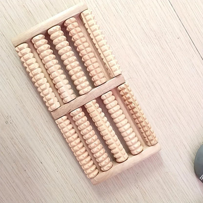 Foot Massage with a Wooden Foot Massager Featuring Rollers - Dual Control Design, Perfect for Home Use, an Ideal Choice for All Seasons