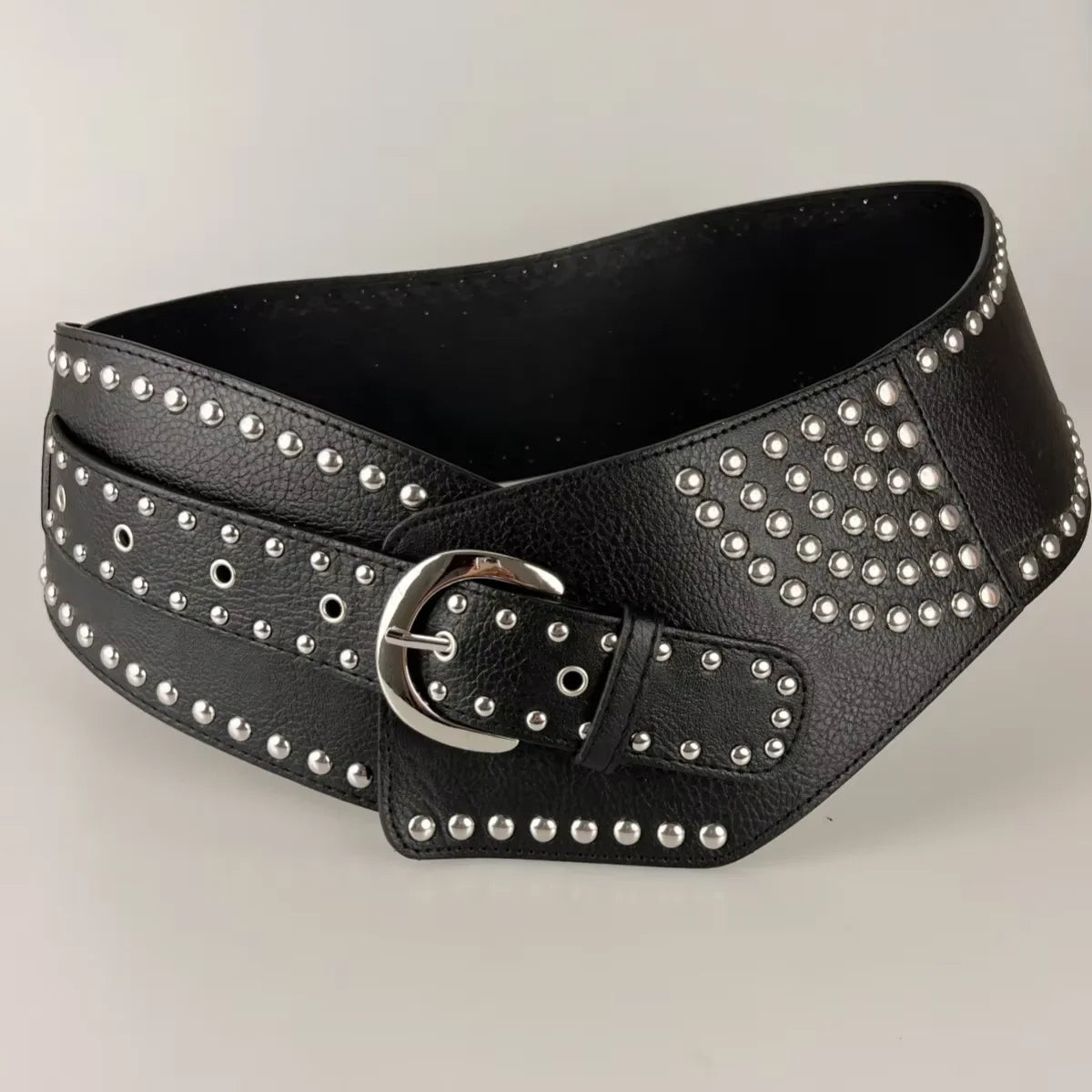 Designer belt Vintage Punk Studded Belt  Chain Y2K Metal Pu Western Cowboy Wide Waistband Waist Belts Sexy Hiphop Men Skeleton B