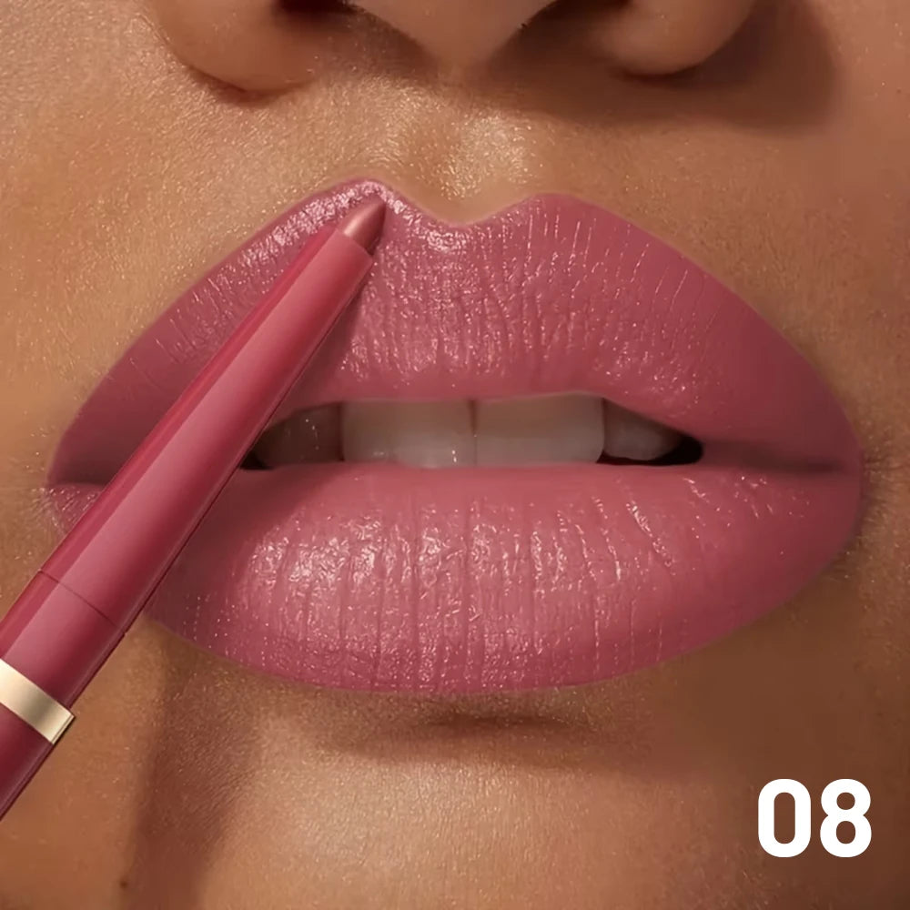 High Pigment Matte Nude Lip Liner Pencil, Waterproof Long Wear Smooth Retractable Lip Contour Makeup - Kimlud