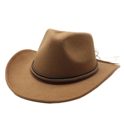 Classic Cowboy Hats for Women Men Retro Cowgirl Hats Wide Brim Felt Hats with Decorative Band | Kimlud Mid Range Rug