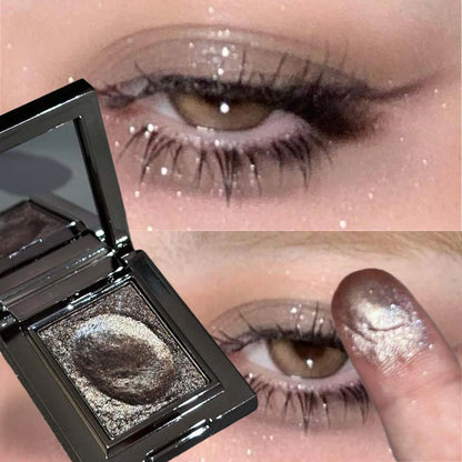 Metallic Glitter Eyeshadow Cream Sparkling Mousse Shimmer Highlighter Pressed Pigments Punk Purple Pearlescent Eyeshadow...