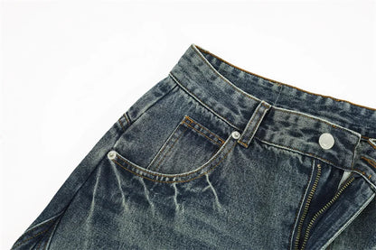 Baggy Wide-leg Jeans Men's Oversized Streetwear Vintage Washing Y2K Denim Pants Spliced Autumn Fashion Loose Man Trousers