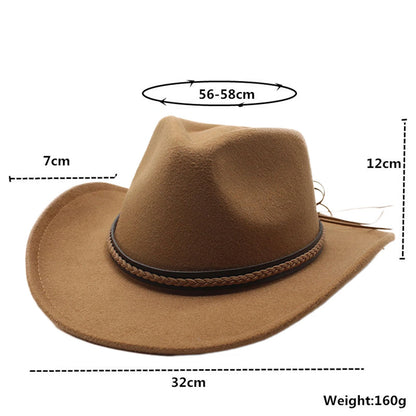 Classic Cowboy Hats for Women Men Retro Cowgirl Hats Wide Brim Felt Hats with Decorative Band | Kimlud Mid Range Rug