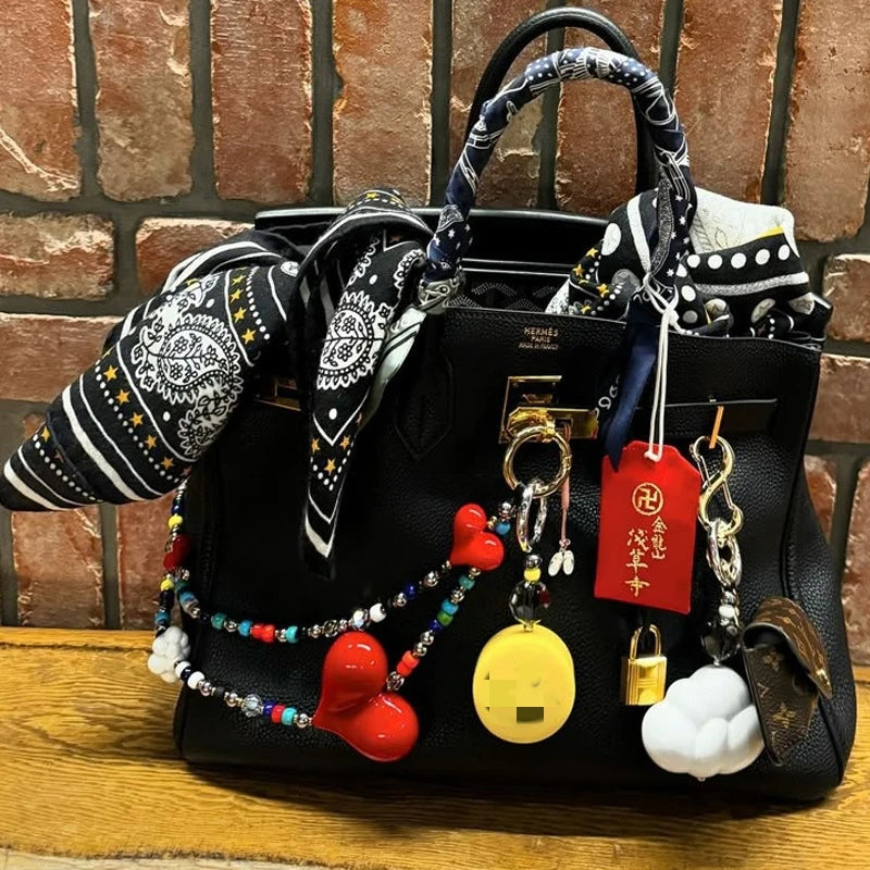 HERLOOK Y2K Bohemian Bag Charm for Women Red Heart Colorful Beads Chakra Energy Healing Pendant Fashion Jewelry Gift...