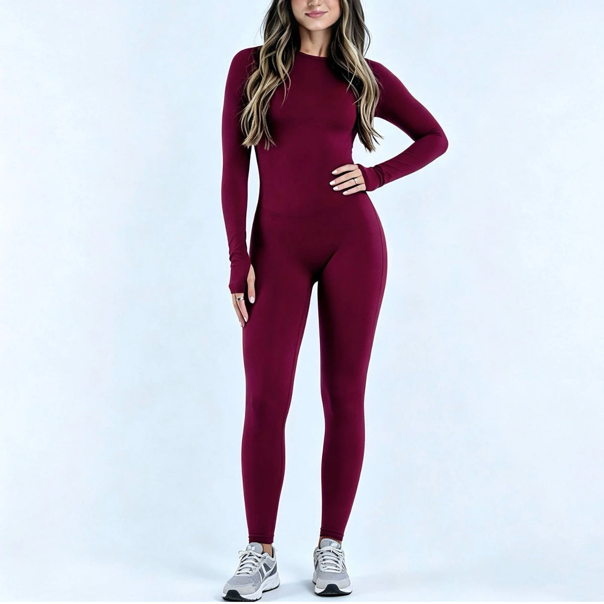 Sports Overall Bodysuit Women Seamless Jumpsuit Gym One-piece Suit Workout Outfits Backless Yoga Tights Long Sleeve Activewear - Kimlud