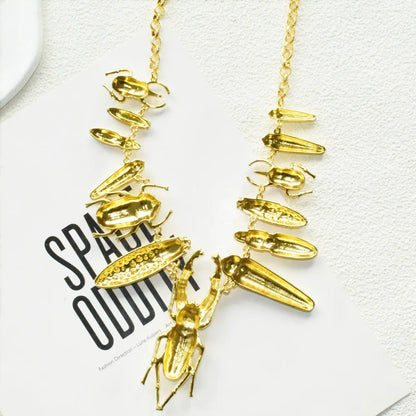 Exaggerated Women's Chunky Choker Alloy Bug Insect Charms Necklace Fashion Brand Statement Jewelry Boutique Chain...