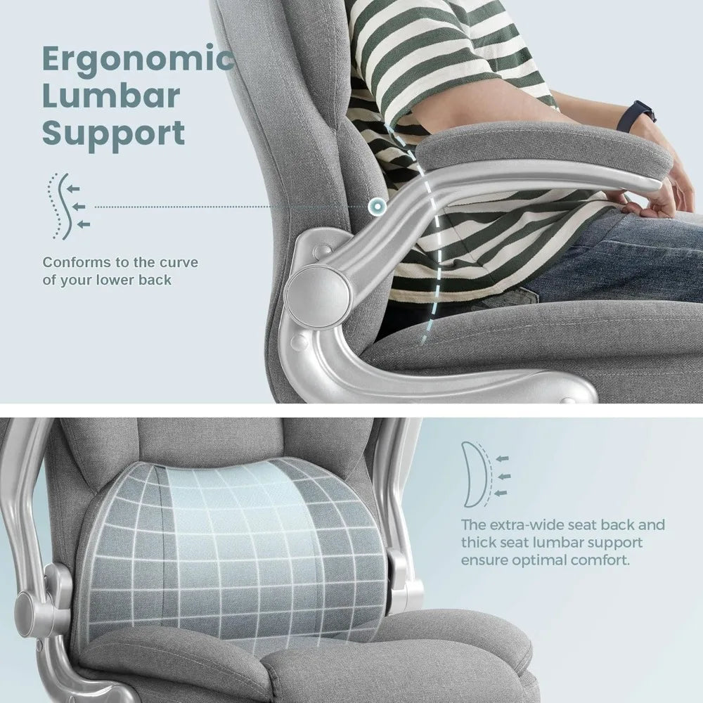 Executive Ergonomic Office Chair for Big and Tall, High Back Desk Chair with Padded Flip-up Armrests and Lumbar Support