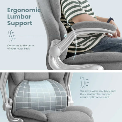 Executive Ergonomic Office Chair for Big and Tall, High Back Desk Chair with Padded Flip-up Armrests and Lumbar Support