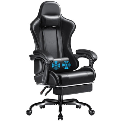 Gaming Chair with RGB LED Lights, Video Game Chair with Footrest and Massage Lumbar Support, High Back Reclining, Customized