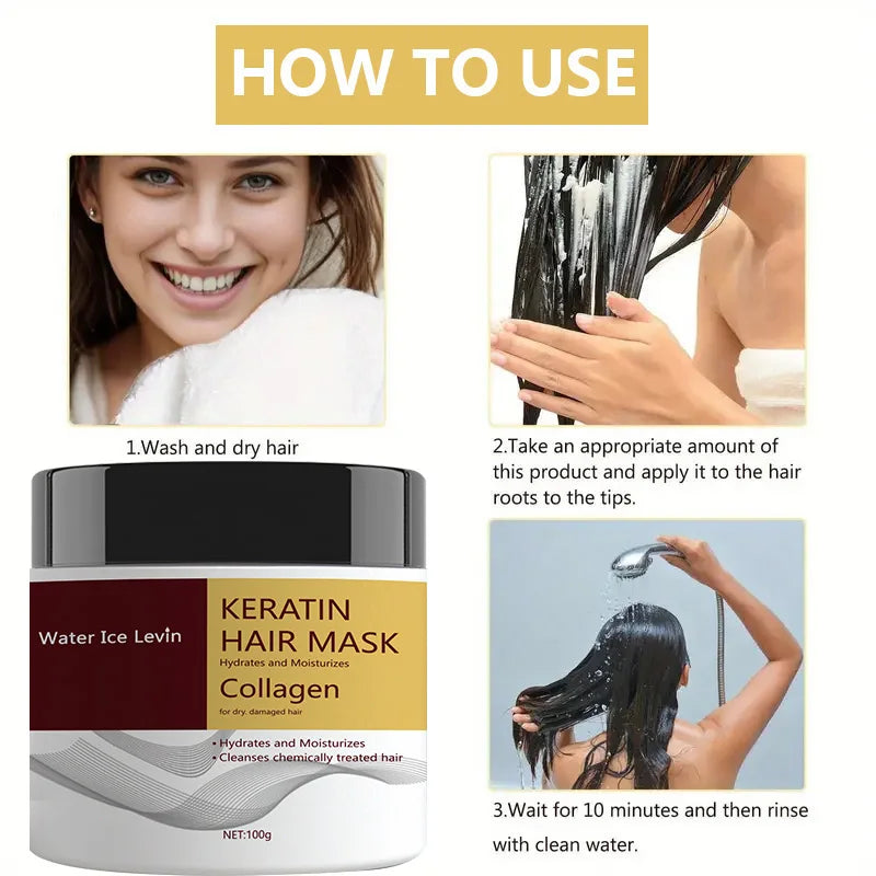 Keratin Hair Mask. Hydrolyzed Keratin Collagen. Hydrates Moisturizes. Repairs Dry Damaged Hair. Coconut Argan Oils....