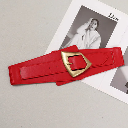 2025 New Fashion PU Elastic force Leather Women Wide Corset Belt Luxury Design Metal Buckle Waist Belt Dress Belt Accessories