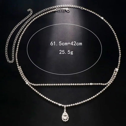 Luxury Rhinestone Double Chain Water Drop Waist Chains Body Jewelry for Women Crystal Body Belly Chain Body Decoration...