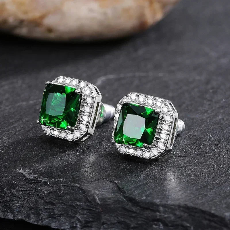 Fashionable Banquet Elegant Emerald Cubic Zirconia Earrings, High-end Inlaid Wedding Style Swaying Jewelry Accessories |...