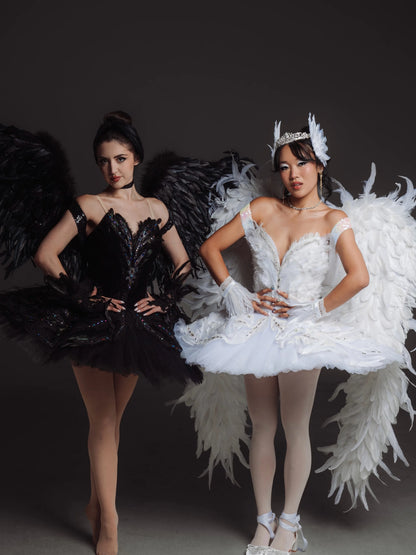 Women's Black Feather Mini Evening Dress Angel Wing Sequin Corset Cocktail Gown Luxury Party Wear Elegant Costume