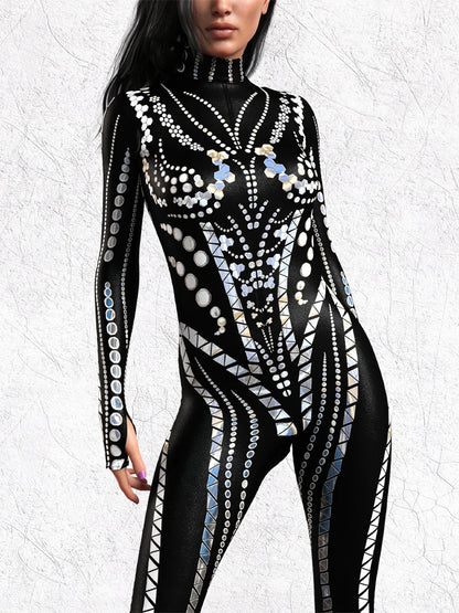 Cyberpunk Future Technology Halloween Carnival Women's Leotard Gothic Cool Jumpsuit 3D Printing Party Role Playing Costume
