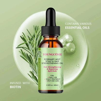 Rosemary Mint Hair Growth Oil Preventing Hair Dryness Split Moisturizing Gentle Nourishing Soft Glossy Organics Hair Care Oil
