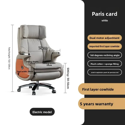 Electric Massage Boss Chair Heated Ventilated Gaming Chair Genuine Leather Executive Computer Seat Luxury Ergonomic Office Chair