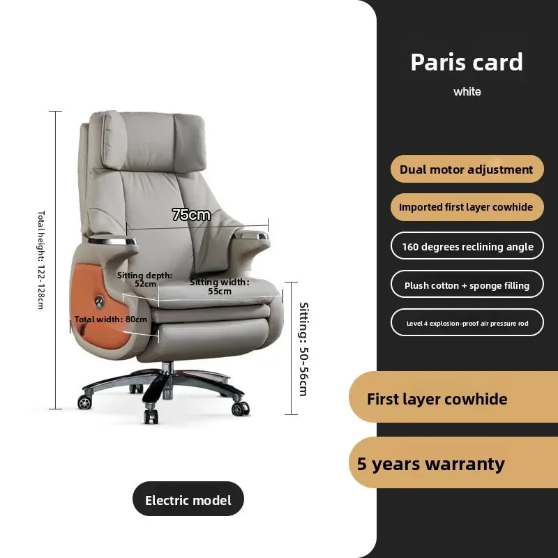 Electric Massage Boss Chair Heated Ventilated Gaming Chair Genuine Leather Executive Computer Seat Luxury Ergonomic Office Chair