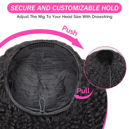 Half Wig Burmese Curly Glueless Human Hair Wigs With Drawstring Seamless Clip 250 Density Beginner Friendly Curly Wigs...