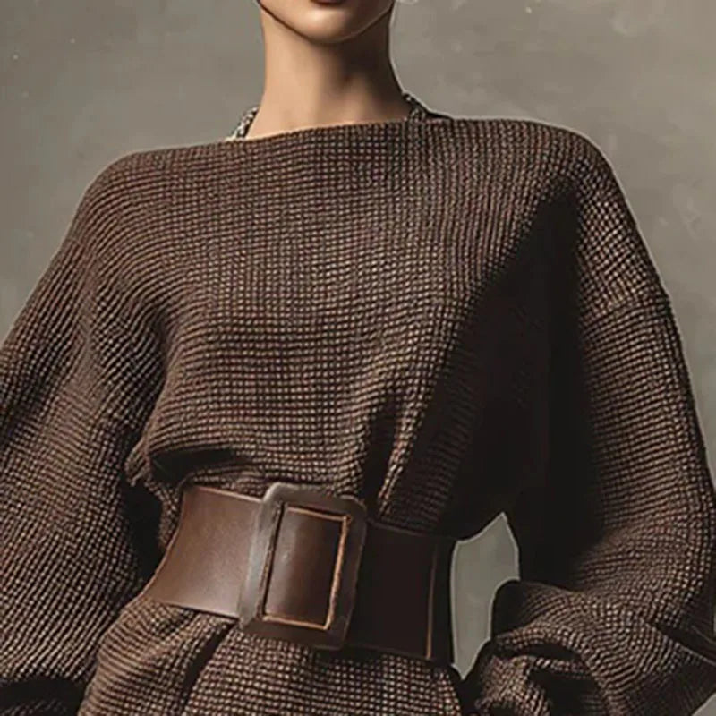 Fall Winter Solid Color Knit Sweater Dress Woman Sexy Slash Neck Sashes Slim Mini Dress Retro Batwing Long Sleeve...