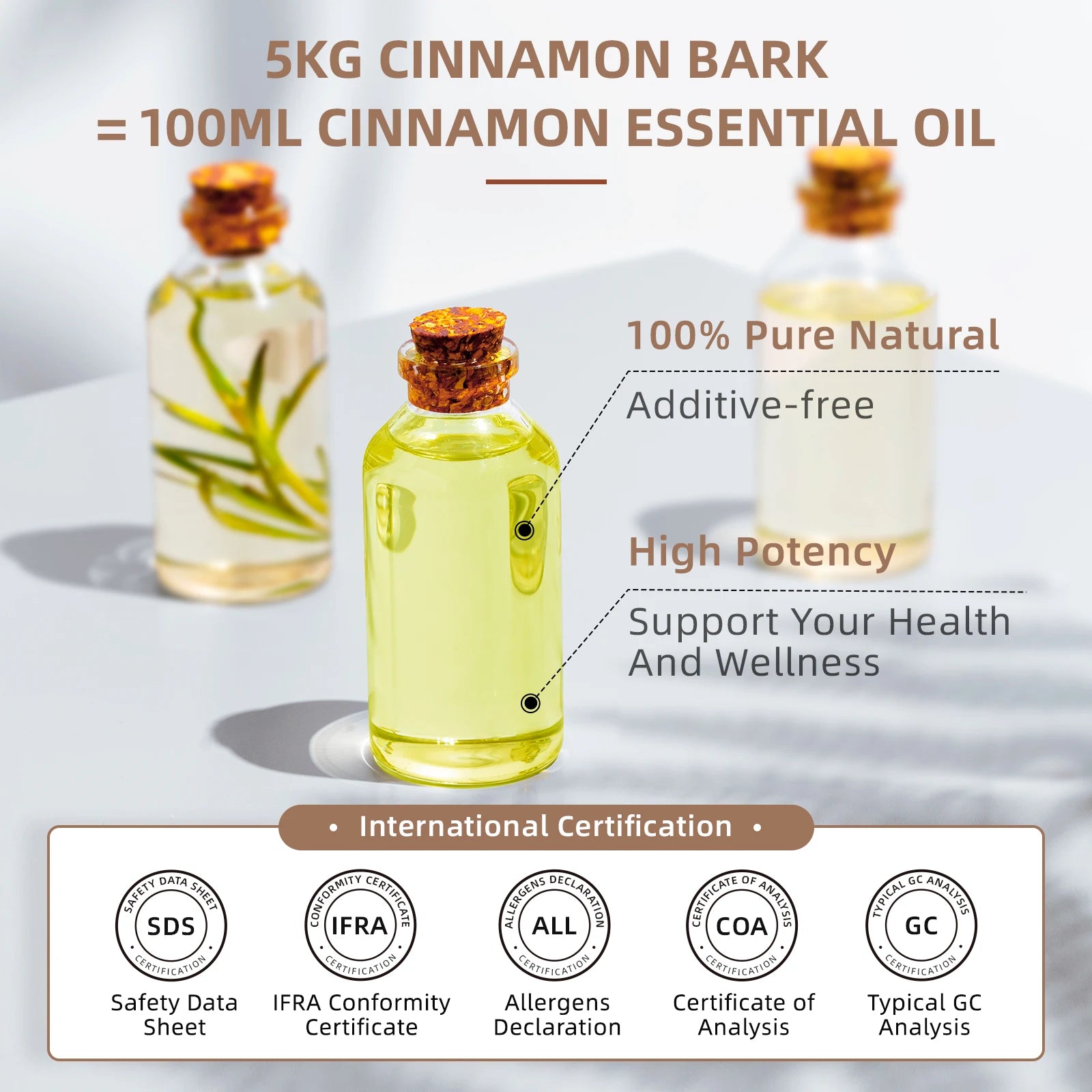 HIQILI 100ML Cinnamon Bark Essential Oils,100% Pure Nature for Aromatherapy, Diffuser, Humidifier, Massage, Relieving...