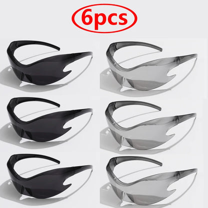 Women Men Unique Punk Style Sunglasses Luxury Brand Sports Goggle One Piece Sun Glasses For Male Cycling Hip Hop Shades UV400
