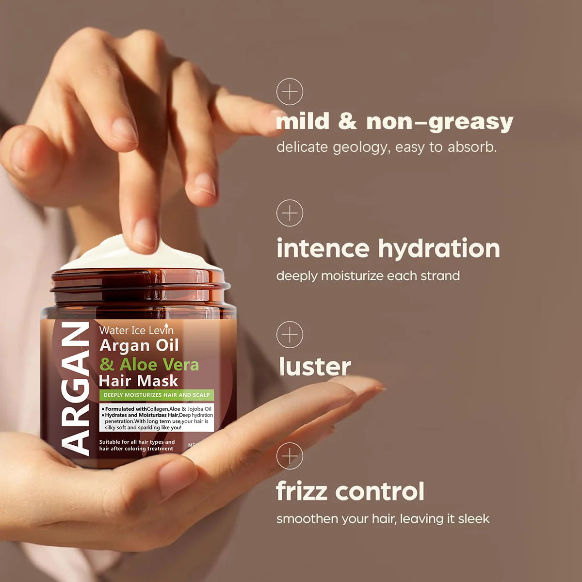 Argan Oil & Aloe Vera Hair Mask Collagen Keratin Treatment Hairs Conditioner Hair Essential Oil Nourishing for Dry Damaged - Kimlud