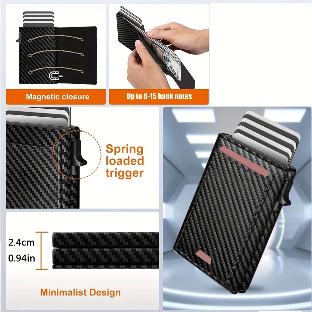 2024 New Men's Business Wallet Multi-card slot magnetic enclosure RFID Blocking Travel Wallet Card holder card pack