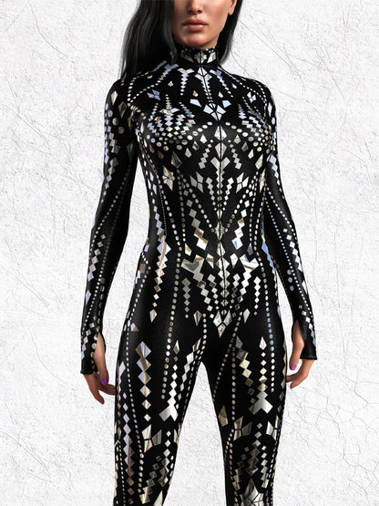 Cyberpunk Future Technology Halloween Carnival Women's Leotard Gothic Cool Jumpsuit 3D Printing Party Role Playing Costume