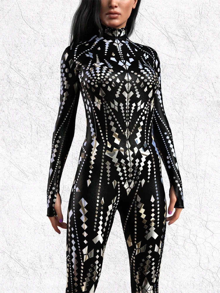 Cyberpunk Future Technology Halloween Carnival Women's Leotard Gothic Cool Jumpsuit 3D Printing Party Role Playing Costume