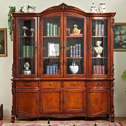 American solid wood four-door large bookcase large capacity shelf | Kimlud Mid Range Shelf