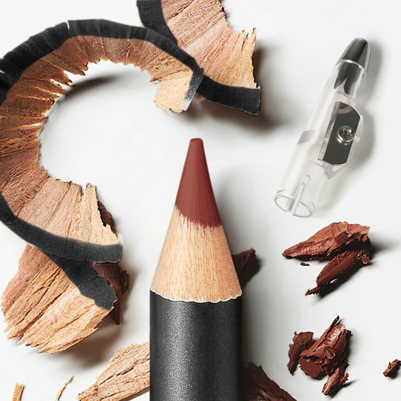 Waterproof Matte Lipliner Pencil Red Contour Tint Lipstick Long Lasting Non-stick Cup Moisturising Lips Makeup 12 Colors