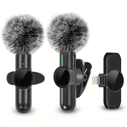 Wireless Lavalier Microphone With Windproof Cover Audio Video Recording Mini Mic For iPhone Android Mobile Phone Microphone - Kimlud