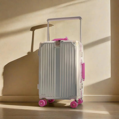 Wide Handlebar Travel Balance Trolley Suitcase with Colorful Silent Wheels TSA Lock Rolling Luggage Large Capacity PC Material