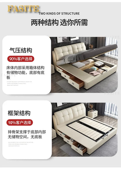 Premium High-quality New Arrival Technology Fabric Bed Small Unit, Master Bedroom, Large Bed, Light Luxury Nordic Fabric Bed