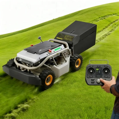 Customized Remote Control Lawn Mower 4WD 85% 40°Slope(Wide Wheels Edition) Cutter for Steep Slopes Smart Remote Mower |...
