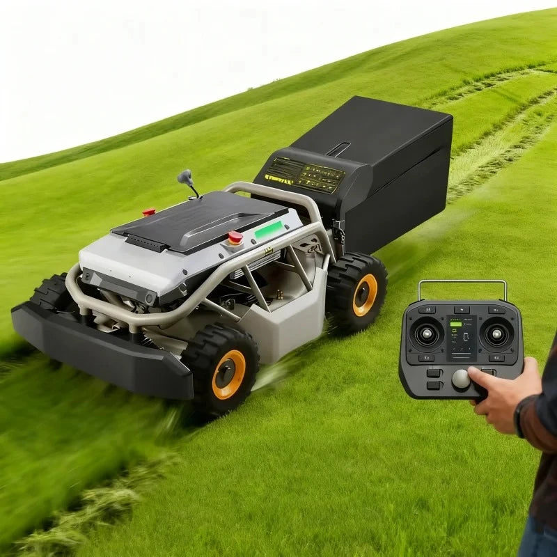 Customized Remote Control Lawn Mower 4WD 85% 40°Slope(Wide Wheels Edition) Cutter for Steep Slopes Smart Remote Mower |...
