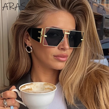 Steampunk Rectangle Sunglasses Women Men 2026 Luxury Hollow Metal Frame Sun Glasses Vintage Punk Hexagon Eyewear UV400...