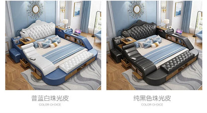 Headboard Storage Double Bed Queen Drawers King Size Smart Bed Luxury Princess Modern Letto Matrimoniale Bedroom...