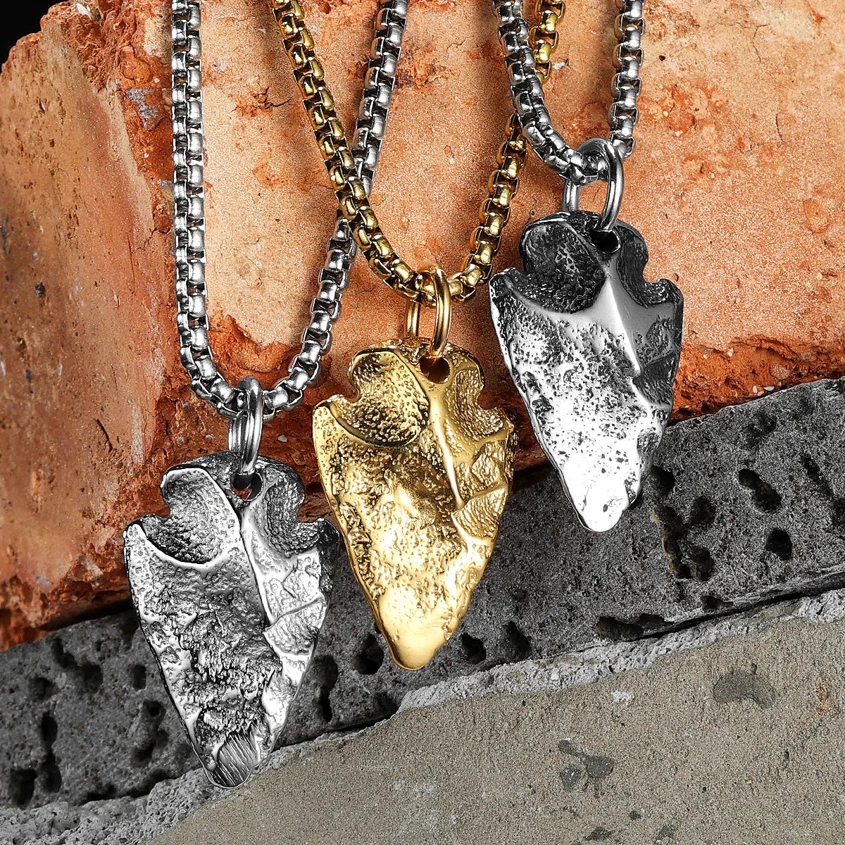 Meteorite Spearhead Men Necklaces With Pendant Stainless Steel Jewelry For Male Women Punk Hip Hop Accessories Gifts...