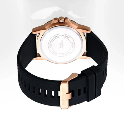 BERNY Watches for Men Luminous Casual Sport Quartz Men's Watch Waterproof Wristwatch Soft silicone Strap Brass Case Easy Read