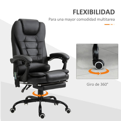 Vinsetto 7 points massage office chair with black retractable footrest | Kimlud Office Luxury Chair