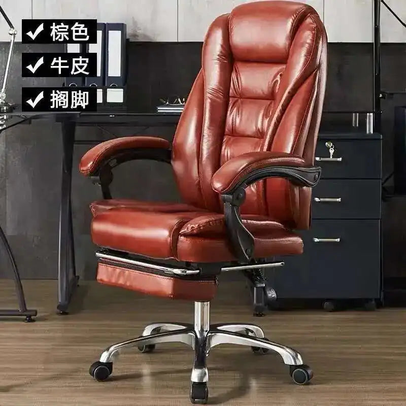 Executive Seat Office Chair Leather Study Wheels Modern Hand Relax Armchairs Library Fashion Cadeira Presidente Office Furniture - Kimlud