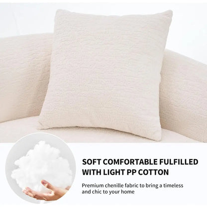 Luxury 4-Seater Curved Chenille Sectional Sofa with Plush Pillows for Living Room Comfort - Kimlud