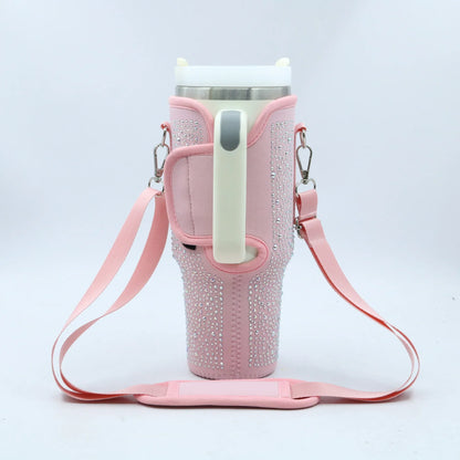 Water Bottle Carrier Bag Compatible with Stanley 40oz Tumbler with Handle Water Bottle Holder with Adjustable Shoulder Strap
