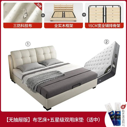 Premium High-quality New Arrival Technology Fabric Bed Small Unit, Master Bedroom, Large Bed, Light Luxury Nordic Fabric Bed