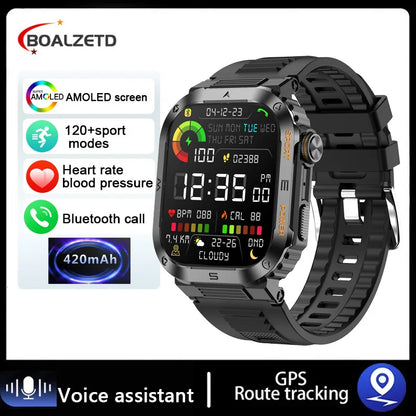2024 NEW 2.01 Outdoor Military Smart Watch Men Bluetooth Call Smartwatch For Android IOS IP68 Waterproof Sports Fitness Watches